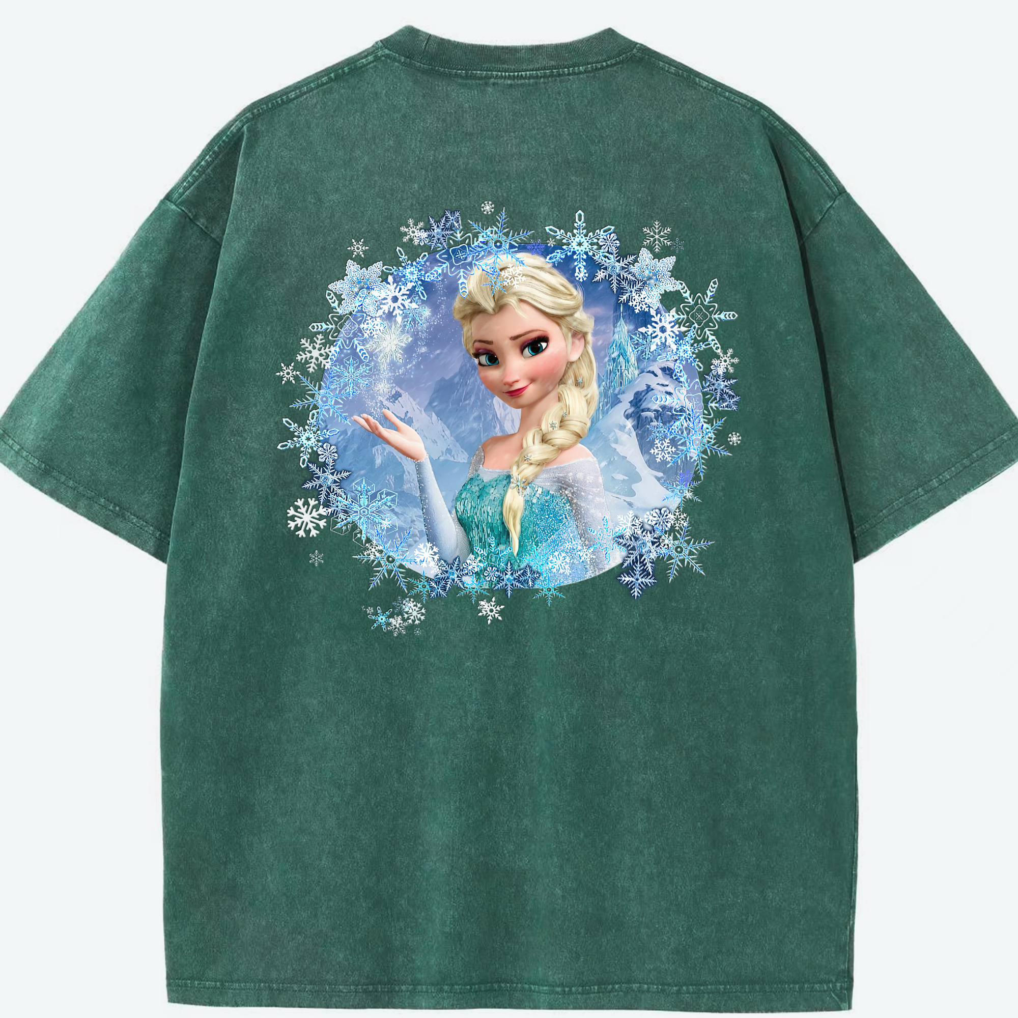 （画像用） アナと雪の女王 アンナ エルサ Frozen Anna Elsa 綿100% ヴィンテージ風 半袖Tシャツ（背面プリント）